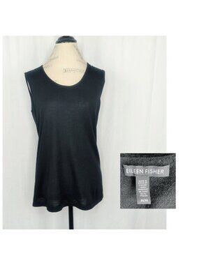 Eileen Fisher Knit Top Medium Black Sleeveless